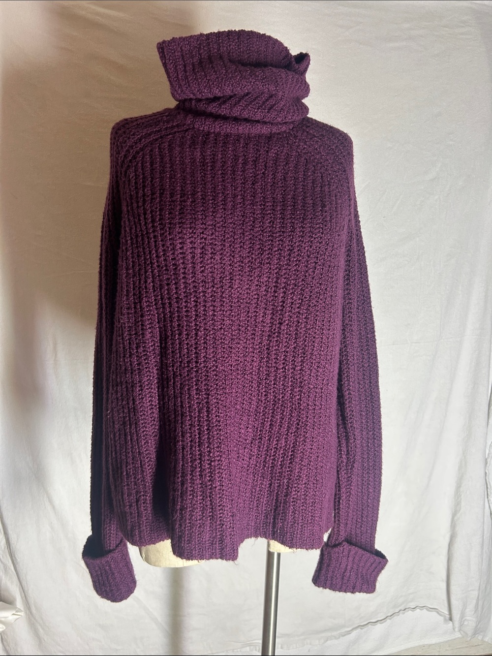 bp Deep Plum Ribbed Turtleneck Sweater